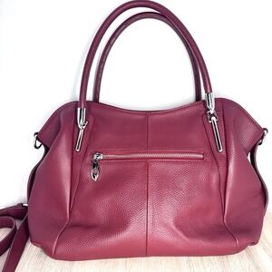 HESHE Genuine Leather Burgundy Satchel Tote Crossbody Shoulder Handbag Purse